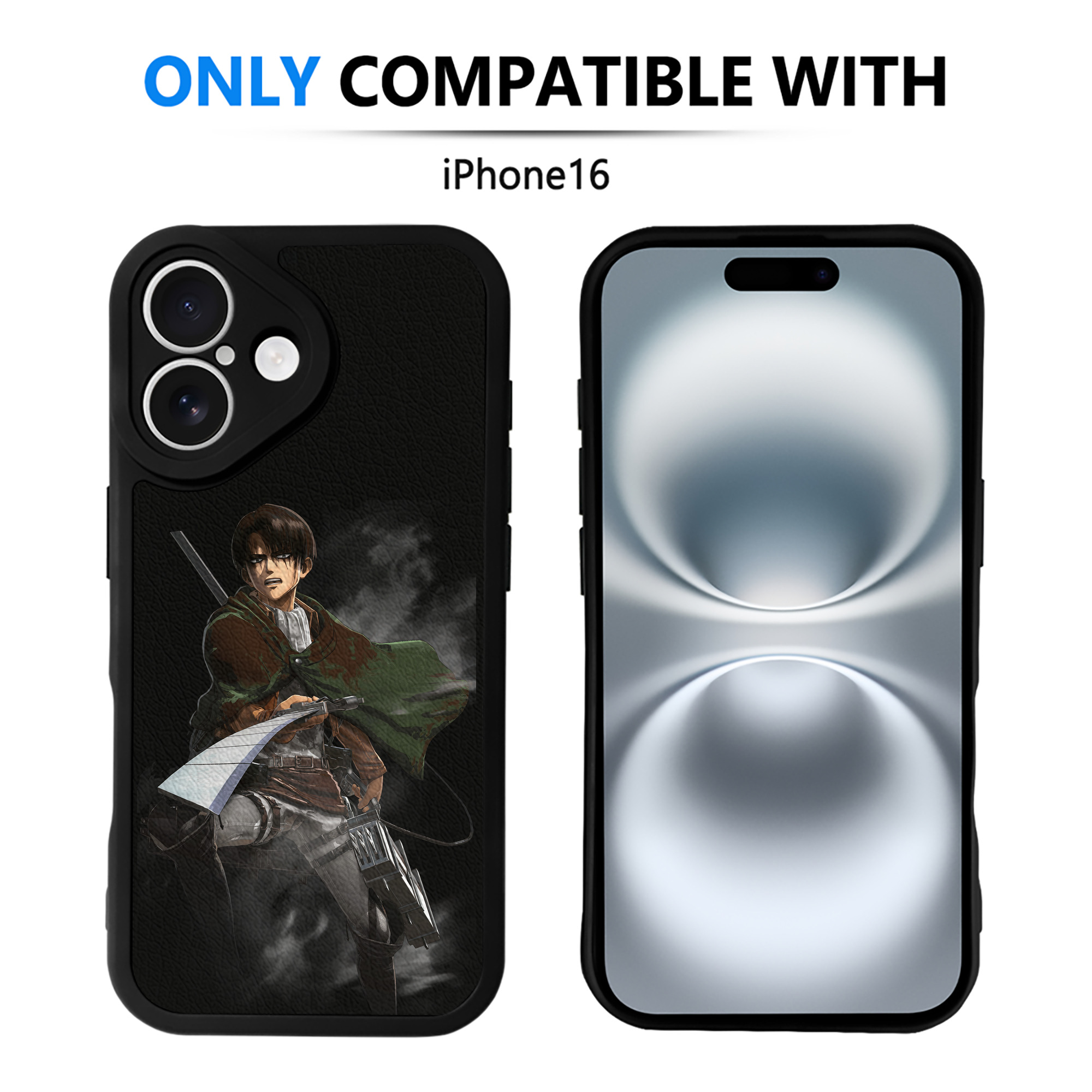（画像用） 進撃の巨人 リヴァイ·アッカーマン Attack on Titan Levi Ackerman 【iPhone 16シリーズ対応】シリコンスマホケース（レザー調） 材質：シリコン